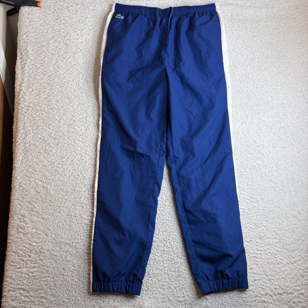 Lacoste Sport Mens Blue White Stripe Track Pants Large RN87651 CA16998